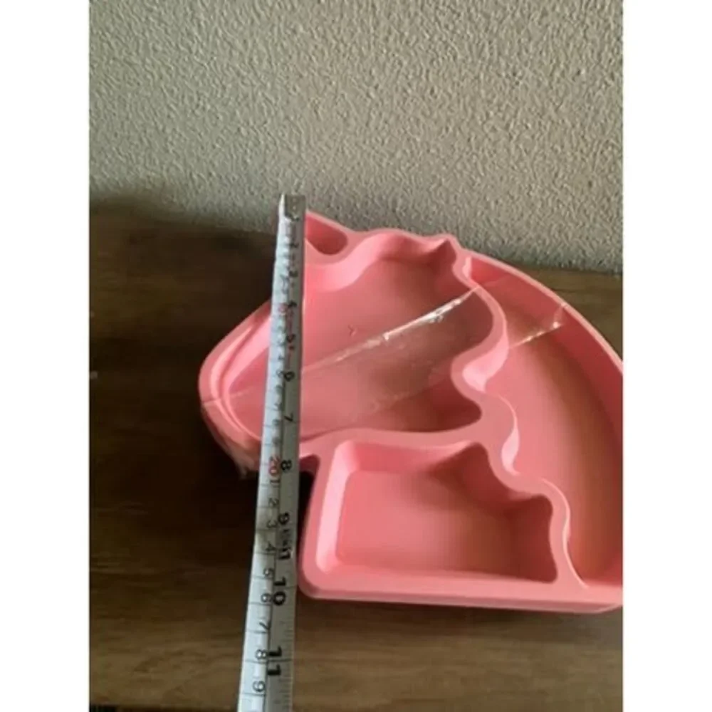 Mainstays Unicorn Shaped Pink Divider Eating  Plates - Set of  7